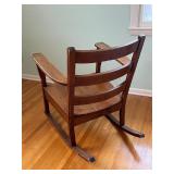 Mission-Style Oak Rocking Chair with Slat Back and Armrests