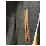 Hard Rock Cafe London Varsity Jacket - Navy Wool Body, Brown Leather Sleeves, Size S - Adult