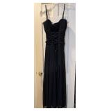 TADASHI 731433L Black Evening Gown - Lace-Up Corset Bodice, Size 12 (UK 14)