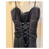 TADASHI 731433L Black Evening Gown - Lace-Up Corset Bodice, Size 12 (UK 14)