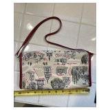 LANCEL City-Print Canvas Crossbody Bag & Croc-Embossed Wallet, Red Leather Trim