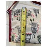 LANCEL City-Print Canvas Crossbody Bag & Croc-Embossed Wallet, Red Leather Trim