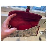 LANCEL City-Print Canvas Crossbody Bag & Croc-Embossed Wallet, Red Leather Trim