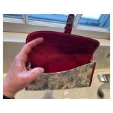 LANCEL City-Print Canvas Crossbody Bag & Croc-Embossed Wallet, Red Leather Trim