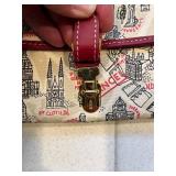 LANCEL City-Print Canvas Crossbody Bag & Croc-Embossed Wallet, Red Leather Trim