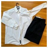 Stafford Wrinkle-Free White Dress Shirt 17/35 With Navy Dress Pants