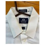 Stafford Wrinkle-Free White Dress Shirt 17/35 With Navy Dress Pants