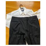 Stafford Wrinkle-Free White Dress Shirt 17/35 With Navy Dress Pants
