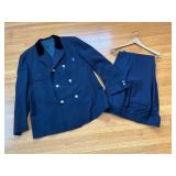 Fisher Clothing Co. Navy Wool Double-Breasted Jacket with Velvet Collar - Trousers (1962)