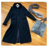 Cary San Francisco Coat with Faux Fur Collar - Size 16 - Black