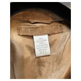 Brown Suede Leather Coat - Patchwork Stitching - Size 3