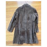 Brown Suede Leather Coat - Patchwork Stitching - Size 3