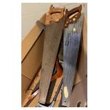 Vintage Assorted Hand Saws & Blades: Frame Saw, Hacksaw, Coping Saw, Back Saw