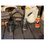 Holiday Village Decor: Ceramic Cottages, Candle Holders, Folding Screen & Santa