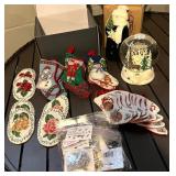 Christmas Cross-Stitch Stockings & Ornaments with Snow Globe - Assorted Holiday Decor