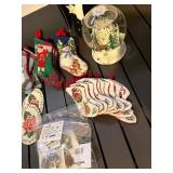 Christmas Cross-Stitch Stockings & Ornaments with Snow Globe - Assorted Holiday Decor