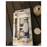 Norpro Porcelain Markers 7-Piece Set - 10 Table Candles - Rope Knot napkin rings & Tassels