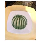 Leslie Sattler Watermelon Picnic Plates - Yellow Square Ceramic Dinner Plates