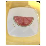 Leslie Sattler Watermelon Picnic Plates - Yellow Square Ceramic Dinner Plates