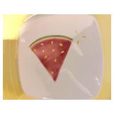Leslie Sattler Watermelon Picnic Plates - Yellow Square Ceramic Dinner Plates