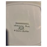 Leslie Sattler Watermelon Picnic Plates - Yellow Square Ceramic Dinner Plates