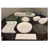 Assorted White Dinnerware & Glass Storage Set - Plates, Bowls, Glass Containers