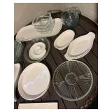 Assorted White Dinnerware & Glass Storage Set - Plates, Bowls, Glass Containers