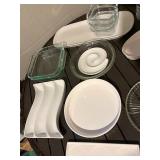 Assorted White Dinnerware & Glass Storage Set - Plates, Bowls, Glass Containers