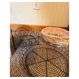 St Michel La Grande Galette French Butter Cookies Tin & Wire Display Racks & Woven Basket