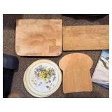 Wood Cutting Boards, Floral Plates & Mountain Tray