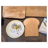 Wood Cutting Boards, Floral Plates & Mountain Tray