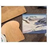 Wood Cutting Boards, Floral Plates & Mountain Tray