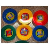 Dibbern Porcelain Nesting Plates - 6 Salad Plates and One Platter Christmas Tree Pattern Multi-Color Set