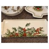 Gien Le Houx Faience Plates - Holly Pattern, France; Williams-Sonoma Gold Rim Dinner Plates