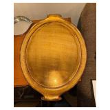 Gold Oval Tray, Silver Beaded Tray, Blue Bowl, Goblet & Teapot - 6-Piece Kitchenware Lot