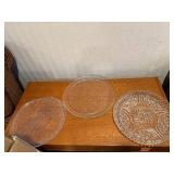 Clear Cut Glass Plate Set - 3-Piece Patterned Glass Plates with Diamond/Starburst Motifs