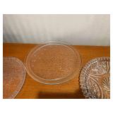 Clear Cut Glass Plate Set - 3-Piece Patterned Glass Plates with Diamond/Starburst Motifs