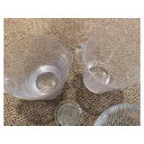 Orrefors Sweden Crystal Bowl with Starburst, 2 Mugs & Stem Glass - Glassware Set