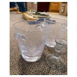 Orrefors Sweden Crystal Bowl with Starburst, 2 Mugs & Stem Glass - Glassware Set