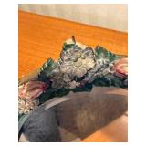 Mirror - Decorative Round Floral Border with Pink Flowers, 9 in Diameter