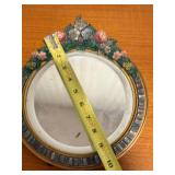 Mirror - Decorative Round Floral Border with Pink Flowers, 9 in Diameter
