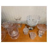 Crystal Glassware Set - Assorted Clear Cut Glass: Compote, Vase, Sugar Jar & Goblet