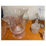 Crystal Glassware Set - Assorted Clear Cut Glass: Compote, Vase, Sugar Jar & Goblet