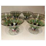 Set of 6 Italian Hand-Painted Tulip Glass Dessert Coupes