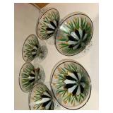 Set of 6 Italian Hand-Painted Tulip Glass Dessert Coupes