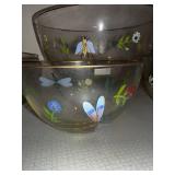 Heritage Fine Glassware Dragonfly & Bee Hand-Painted Bowls - 7-Piece Set