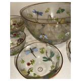 Heritage Fine Glassware Dragonfly & Bee Hand-Painted Bowls - 7-Piece Set