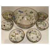 Heritage Fine Glassware Dragonfly & Bee Hand-Painted Bowls - 7-Piece Set