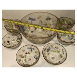 Heritage Fine Glassware Dragonfly & Bee Hand-Painted Bowls - 7-Piece Set