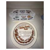 Decorative Ceramic Tray Les Fromages de France & Italian Cream Cake Plate - 2-Piece Set
